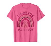 I Wear Pink for My Mom Cáncer de Mama Rainbow Leopard Camiseta