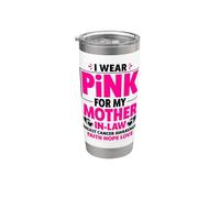 I Wear Pink For My Mother In-Law Cancer Concienciación sobre el cáncer de mama Vaso térmico de acero inoxidable de doble pared