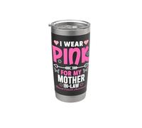 I Wear Pink For My Mother In-Law Cancer Concienciación sobre el cáncer de mama Vaso térmico de acero inoxidable de doble pared