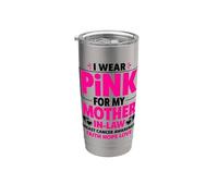I Wear Pink For My Mother In-Law Cancer Concienciación sobre el cáncer de mama Vaso térmico de acero inoxidable de doble pared