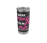 I Wear Pink for my Mum Ribbon Breast Cancer Awareness Vaso térmico de acero inoxidable de doble pared