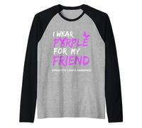 I Wear Purple for my Friend Pancreatic Cancer Awareness Camiseta Manga Raglan