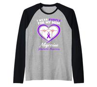 I Wear Purple for My Mom Migraine Headache Conciencia Camiseta Manga Raglan