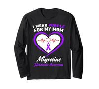 I Wear Purple for My Mom Migraine Headache Conciencia Manga Larga