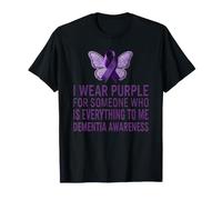 I Wear Soporte de Cinta de Mariposa para concienciación sobre la Demencia púrpura Camiseta