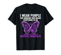 I Wear Soporte de Cinta de Mariposa para concienciación sobre la Demencia púrpura Camiseta