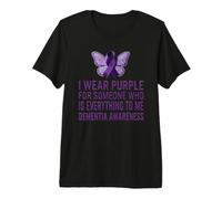 I Wear Soporte de Cinta de Mariposa para concienciación sobre la Demencia púrpura Camiseta Premium