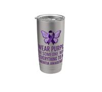 I Wear Soporte de cinta de mariposa para concienciación sobre la demencia púrpura Vaso térmico de acero inoxidable de doble pared