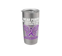 I Wear Soporte de cinta de mariposa para concienciación sobre la demencia púrpura Vaso térmico de acero inoxidable de doble pared