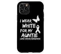 I Wear White For My Auntie Lung Cancer Awareness Ribbon Carcasa para iPhone 11 Pro