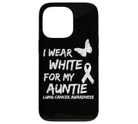 I Wear White For My Auntie Lung Cancer Awareness Ribbon Carcasa para iPhone 13 Pro