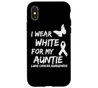 I Wear White For My Auntie Lung Cancer Awareness Ribbon Carcasa para iPhone X/XS
