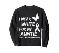 I Wear White For My Auntie Lung Cancer Awareness Ribbon Sudadera
