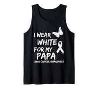 I Wear White For My Papa Lung Cancer Awareness Ribbon Family Camiseta sin Mangas