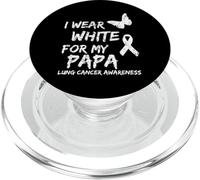 I Wear White For My Papa Lung Cancer Awareness Ribbon Family PopSockets PopGrip para MagSafe