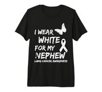 I Wear White For My Sobrino Cinta de concienciación sobre el cáncer de pulmón Camiseta Premium
