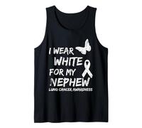 I Wear White For My Sobrino Cinta de concienciación sobre el cáncer de pulmón Camiseta sin Mangas