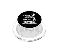 I Wear White For My Sobrino Cinta de concienciación sobre el cáncer de pulmón PopSockets PopGrip para MagSafe