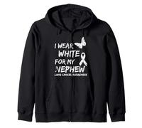 I Wear White For My Sobrino Cinta de concienciación sobre el cáncer de pulmón Sudadera con Capucha