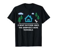 I Went Outside Once The Graphics Terrible Funny Gamer 8bit Camiseta