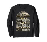 I Will Always Be A Soldier Vintage Men Veteran Patriotic US Manga Larga