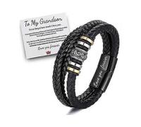 I Will Always Be with You Leather Braided for Men Boys, Stainless Steel Inspirational Wristband Gift Jewelry High Quality