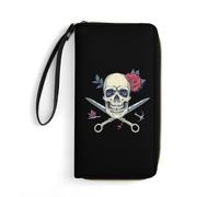 I Will Cut You Skull Barber - Cartera larga de piel para hombre y mujer, con cordón