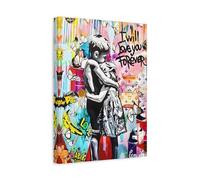 I Will Love You Forever Banksy Canvas Wall Art, Inspired Pop Artwork Street Graffiti 12x16inch 30x40cm (Vertical) / 1.25inch 3.175cm