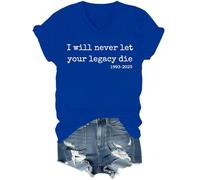 I Will Never Let Your Legacy Die - Camiseta de apoyo a la libertad de expresión con cuello en V, azul real, S