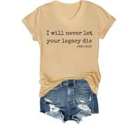 I Will Never Let Your Legacy Die - Camiseta de apoyo a la libertad de expresión con cuello en V, Marrón amarillo claro, 3XL