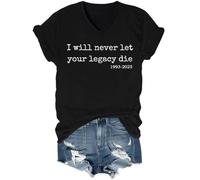 I Will Never Let Your Legacy Die - Camiseta de apoyo a la libertad de expresión con cuello en V, Negro, 3XL