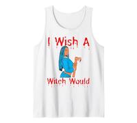 I Wish A Witch Would Funny Halloween Melanina Negro Mujeres Diversión Camiseta sin Mangas