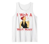 I Wish A Witch Would Funny Halloween Melanina Negro Mujeres Diversión Camiseta sin Mangas