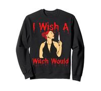 I Wish A Witch Would Funny Halloween Melanina Negro Mujeres Diversión Sudadera