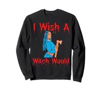 I Wish A Witch Would Funny Halloween Melanina Negro Mujeres Diversión Sudadera