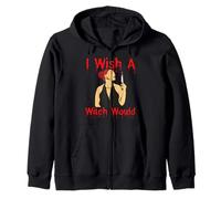 I Wish A Witch Would Funny Halloween Melanina Negro Mujeres Diversión Sudadera con Capucha
