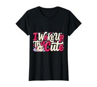 I Woke Up This Cute Adorable Confident Aesthetic Vibes Camiseta gráfica económica, Mujer, Negro, XL