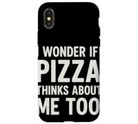 I Wonder If Pizza Thinks About Me Too Frase Divertida Pizza Carcasa para iPhone X/XS