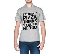 I Wonder If Pizza Thinks About Me Too Grey Men's T-Shirt tee
