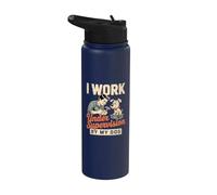 I Work Bajo Supervisión De Mi Perro Jefe Stainless Steel Insulated Water Bottle