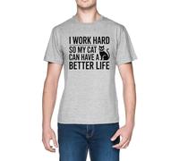 I Work Hard So My Cat Can Have A Better Life Grey Men's T-Shirt tee
