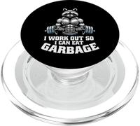 I Work out So I Can Eat Garbage Raccoon Gym Bodybuilding PopSockets PopGrip para MagSafe
