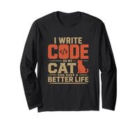 I Write Code so my Cat Can Have a Better Life Funny Geek Manga Larga