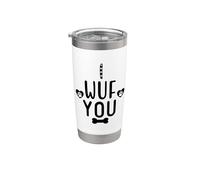 I Wuf You Paw Print Dog Mom Dog Lover Dogs Mum Dad Dog Theme Vaso térmico de acero inoxidable de doble pared