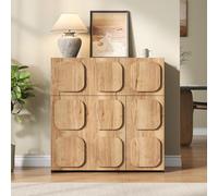 I0I&I0I Aparador moderno vintage de aspecto de madera - Cómoda atemporal con 5 compartimentos para un orden elegante en el salón o pasillo (madera natural)