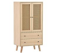 I0I&I0I Elegante aparador de roble de 60 cm de ancho con puertas de ratán y cajones (roble)
