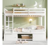 I0I&I0I Litera sin marca con espacio de almacenamiento, separable con zapatero y compartimentos, para habitaciones infantiles y juveniles, color blanco + madera maciza + MDF + 90 cm x 200 cm