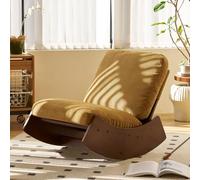 I0I&I0I Mecedora sin marca acolchada con marco de madera, cómodo sillón relax para salón, dormitorio, sala de lactancia, lectura, relax (naranja + tela + madera)