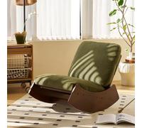 I0I&I0I Mecedora sin marca acolchada con marco de madera, cómodo sillón relax para salón, dormitorio, sala de lactancia, lectura, relax (verde + tela + madera)