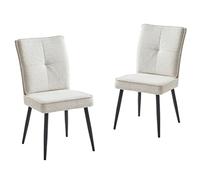 I0I&I0I Sillas de comedor modernas con patas de metal acolchadas con funda aterciopelada de pata de gallo para comedor, salón, cocina (blanco crema + chenilla + metal)
